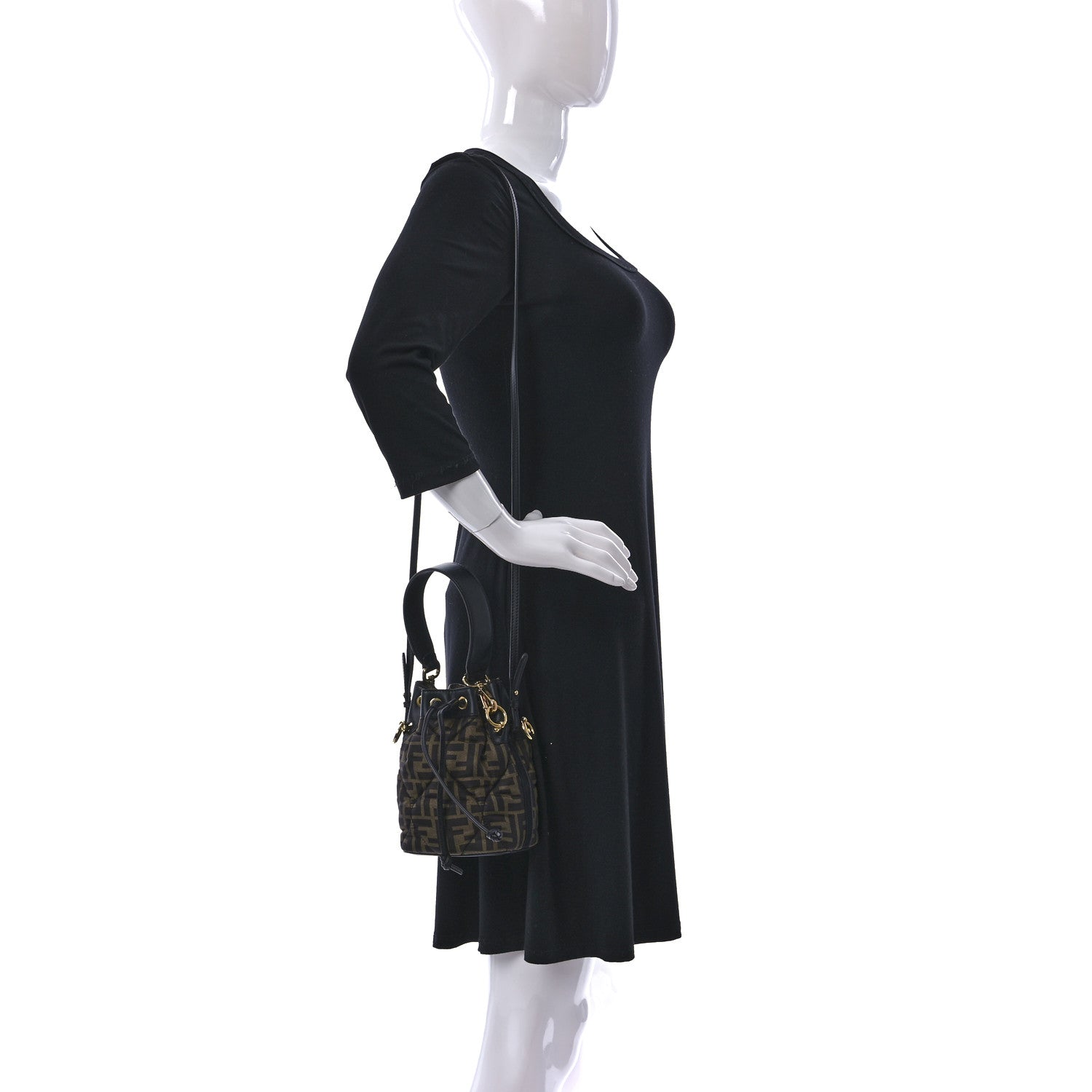 Fendi Silk Vitello King FF 1974 Quilted Mini Mon Tresor Bucket Bag Tobacco Moro 2 of 9