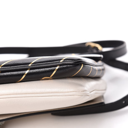 Gucci Calfskin Diagonal GG Medium Thiara Double Envelope Shoulder Bag Black White 8 of 13