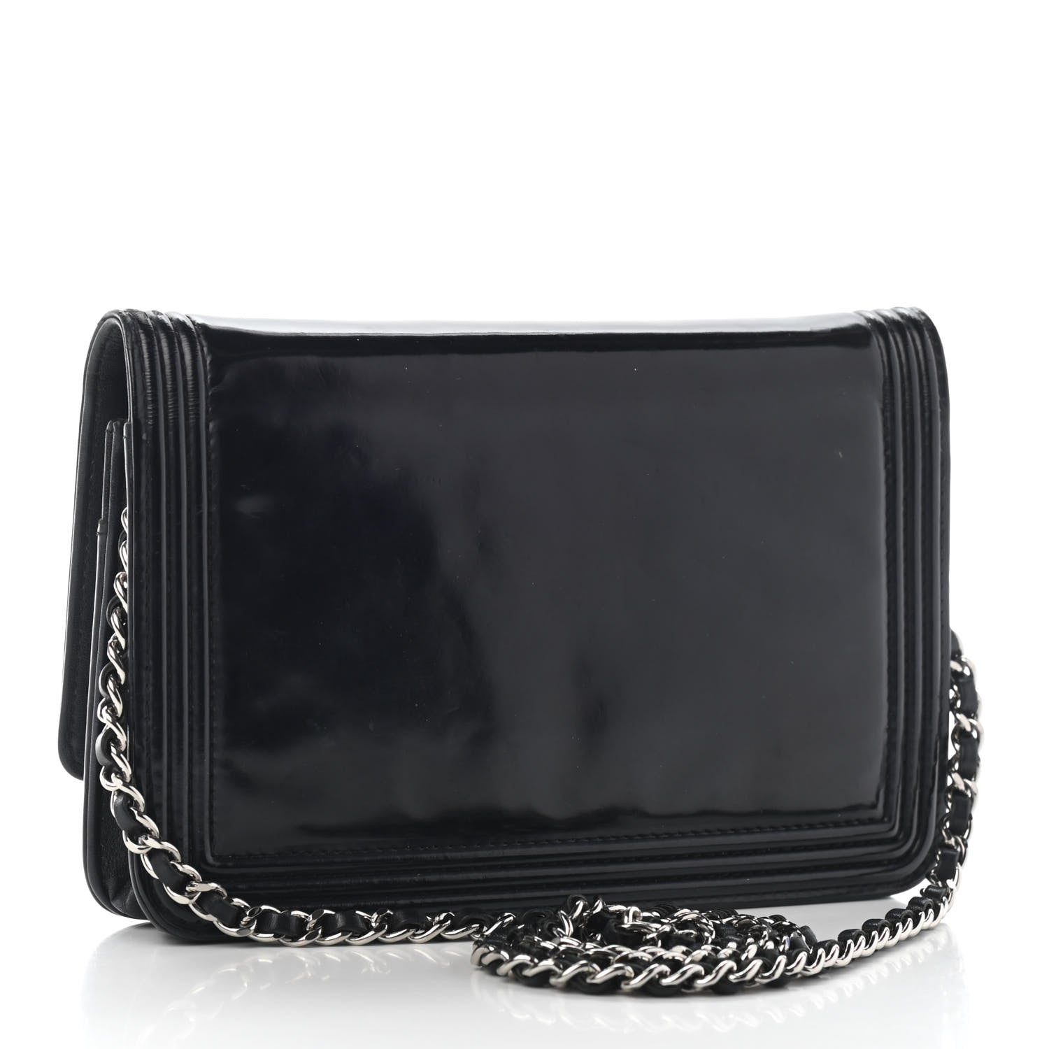 Chanel Glazed Calfskin Boy Wallet On Chain WOC Black 3 of 10