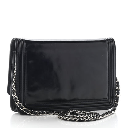 Chanel Glazed Calfskin Boy Wallet On Chain WOC Black 3 of 10