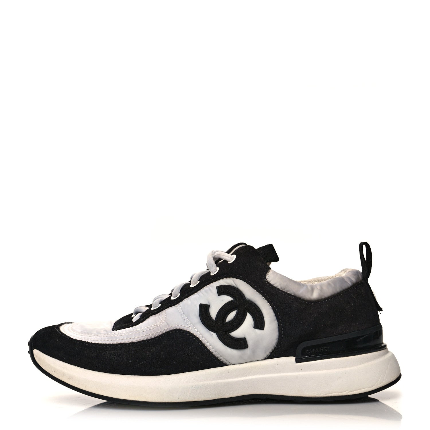 Chanel Nylon Suede Calfskin CC Sneakers 36 White Dark Grey 1 of 11