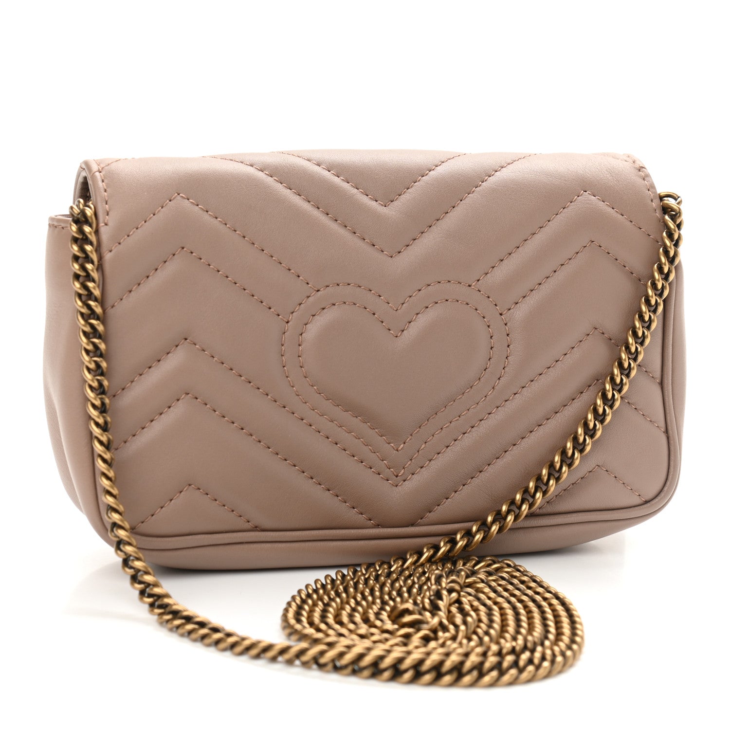 Gucci Calfskin Matelasse Super Mini GG Marmont Shoulder Bag Porcelain Rose 3 of 11