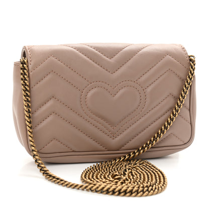 Gucci Calfskin Matelasse Super Mini GG Marmont Shoulder Bag Porcelain Rose 3 of 11