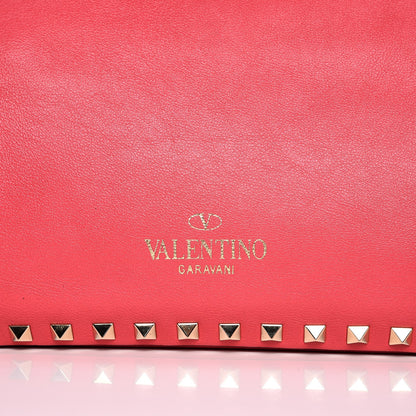 Valentino Garavani Vitello Small Rockstud Tote Deep Rose 9 of 9