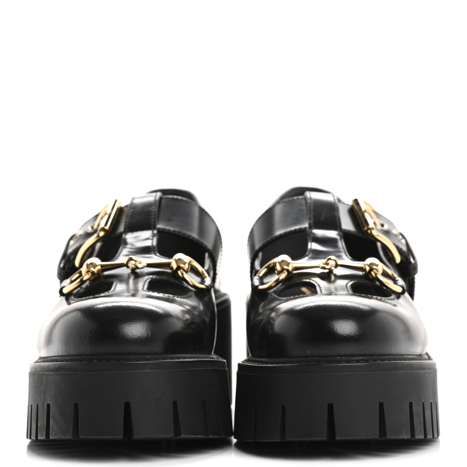 Gucci Calfskin Womens Horsebit Platform Chunky Lug Sole Mary Jane 40mm Loafers 38 Black 3 of 10