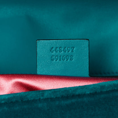 Gucci Velvet Matelasse Small GG Marmont Shoulder Bag Pavone Cyan 7 of 10