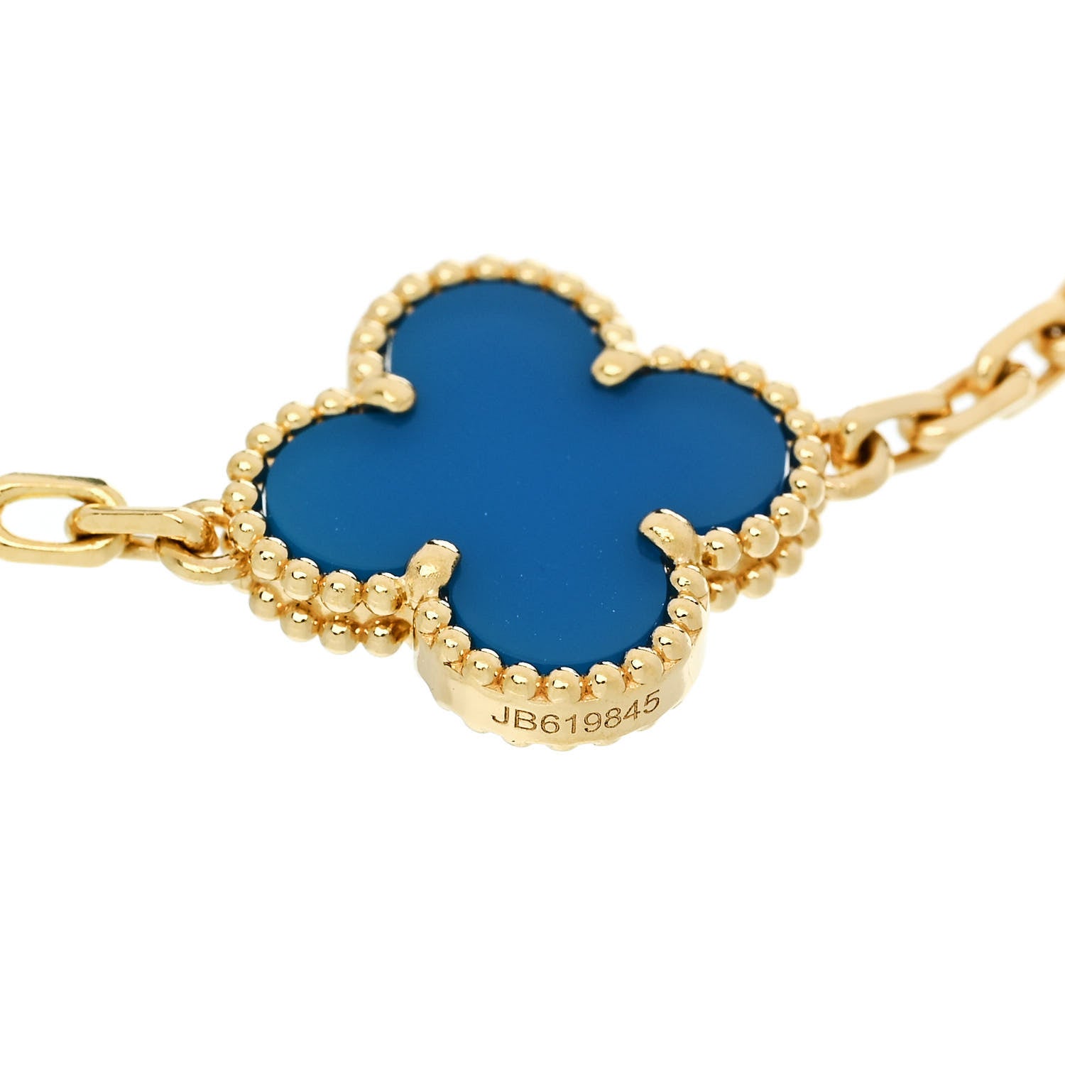 Van Cleef & Arpels 18K Yellow Gold Blue Agate 5 Motifs Vintage Alhambra Bracelet 3 of 5