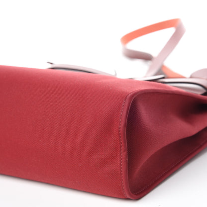 Hermes Vache Hunter Toile Herbag Zip 31 PM Rouge Grenat Rouge H 15 of 15