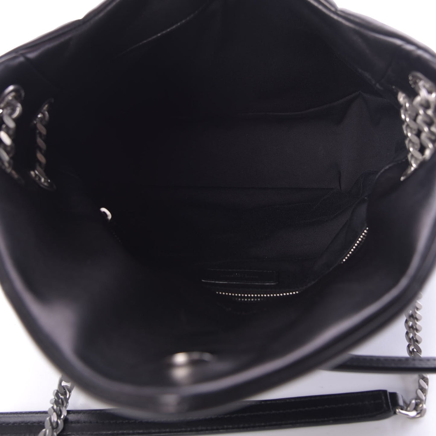 Lambskin Quilted Medium Loulou Puffer Monogram Chain Satchel Black