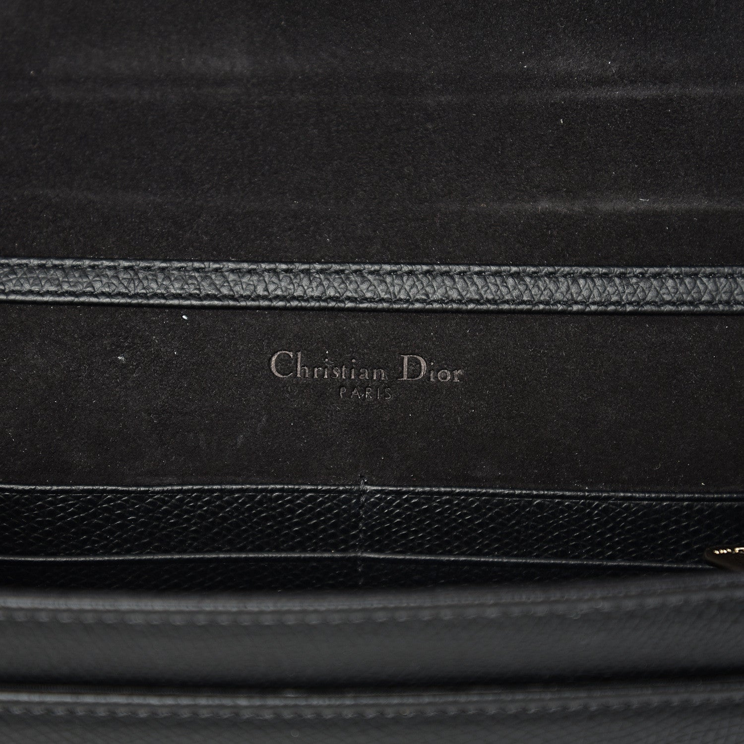 Christian Dior Grained Calfskin Diorama Wallet on Chain Pouch Black 5 of 8