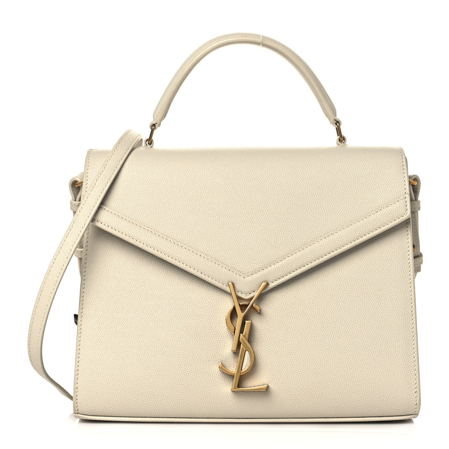 Saint Laurent Grain de Poudre Medium Classic Monogram Cassandra Top Handle Crema Soft 1 of 11