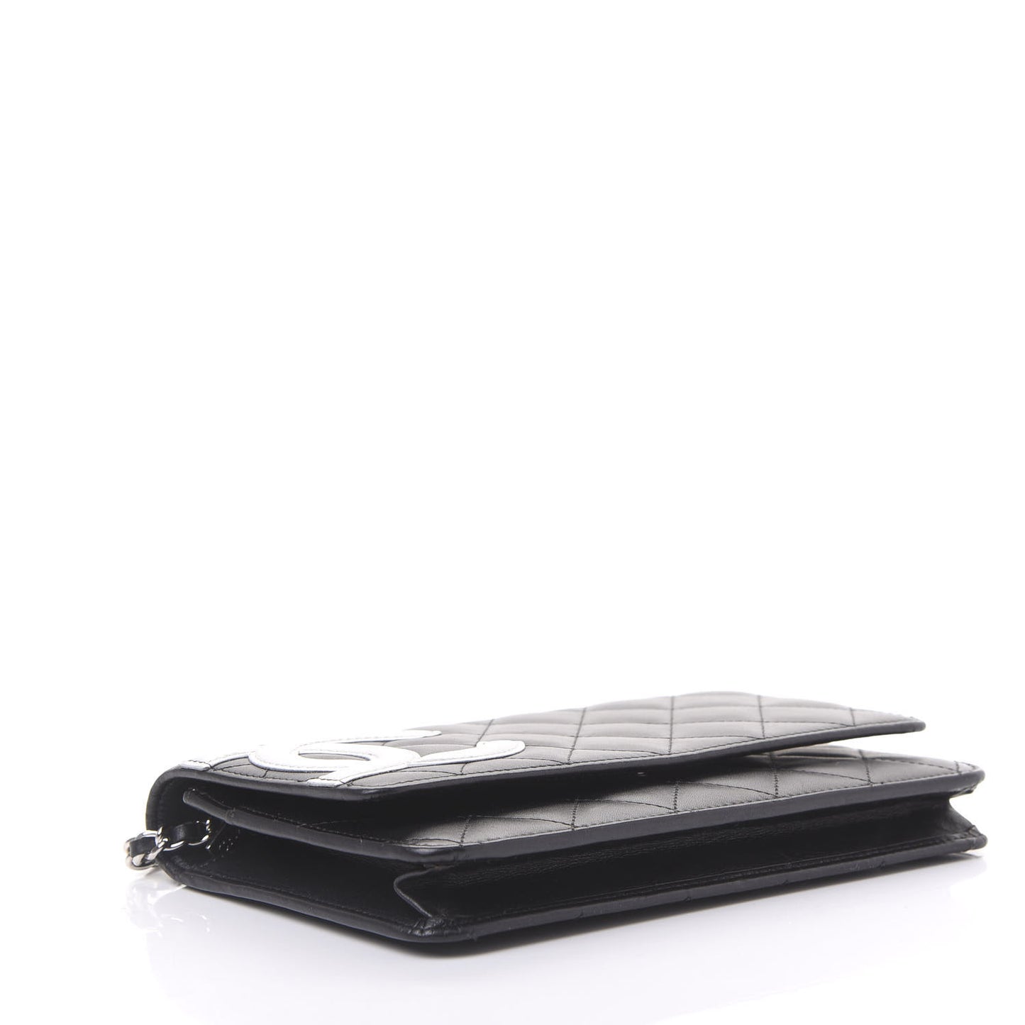 Calfskin Quilted Cambon Wallet On Chain WOC Black