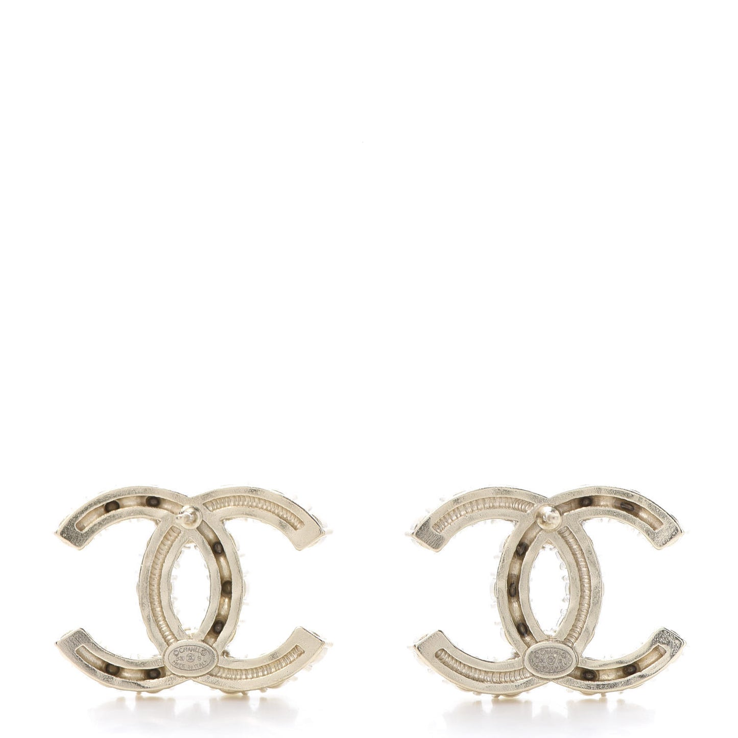 Crystal Pearl CC Dazzling Domino Earrings Gold
