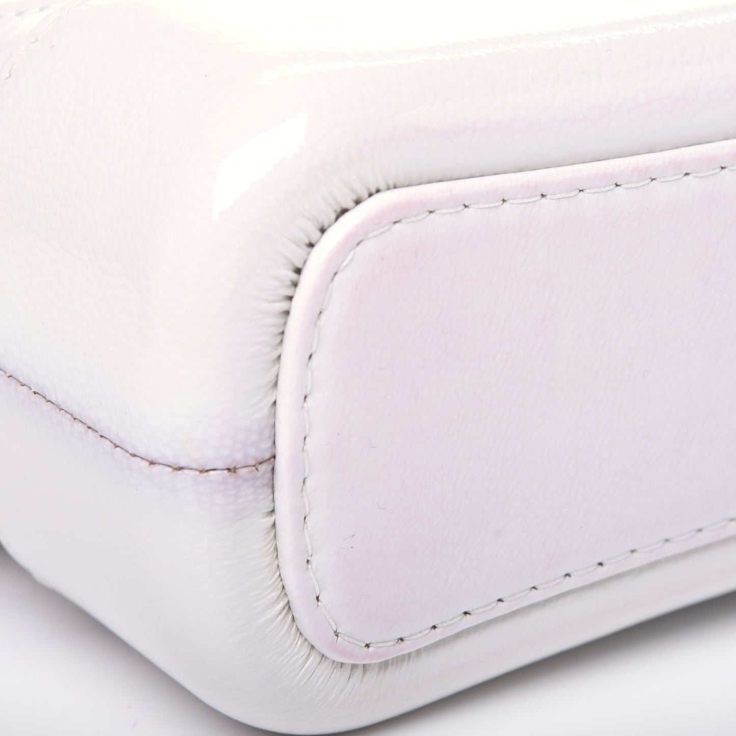 Patent Goatskin Quilted Small Gabrielle Hobo White