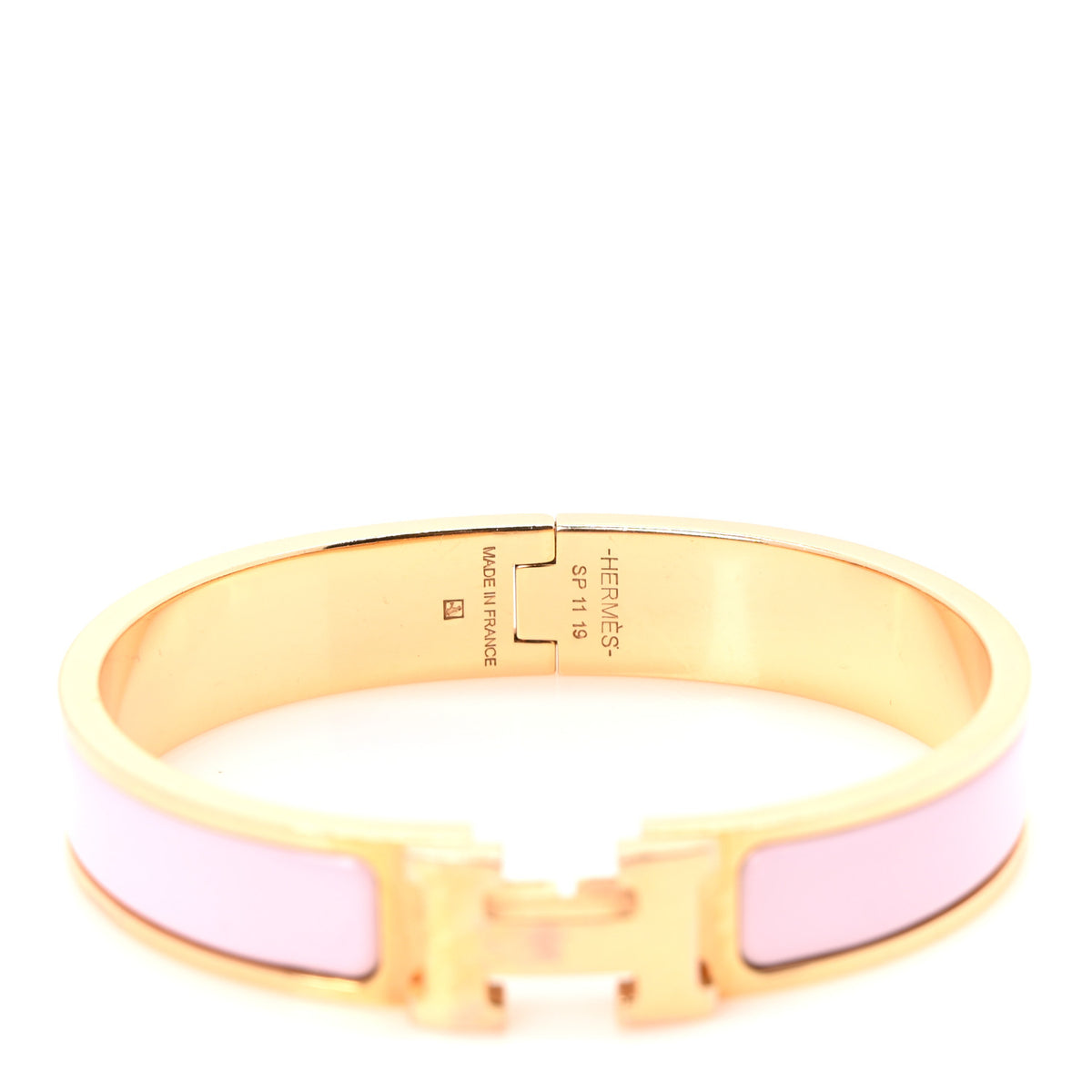 Enamel Narrow Clic Clac H Bracelet GM Rose Candeur