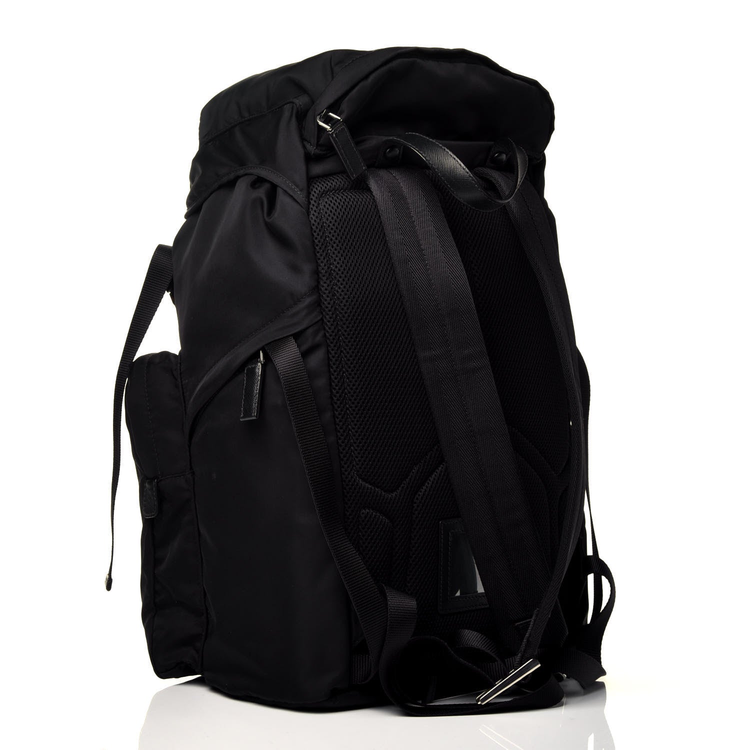 Prada Technical Nylon Saffiano Double Buckle Backpack Black 3 of 10