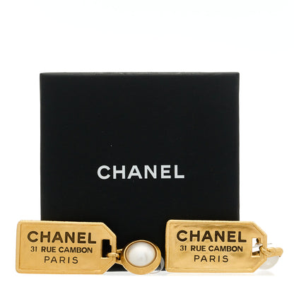 Chanel Pearl CC Tags Drop Earrings Gold 5 of 5