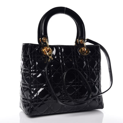 Christian Dior Patent Cannage Medium Lady Dior Black 4 of 18