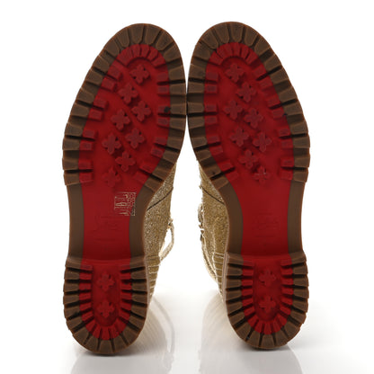 Christian Louboutin Crinkled Calfskin Mad Metallic Red Sole Boot 41 Gold 5 of 7