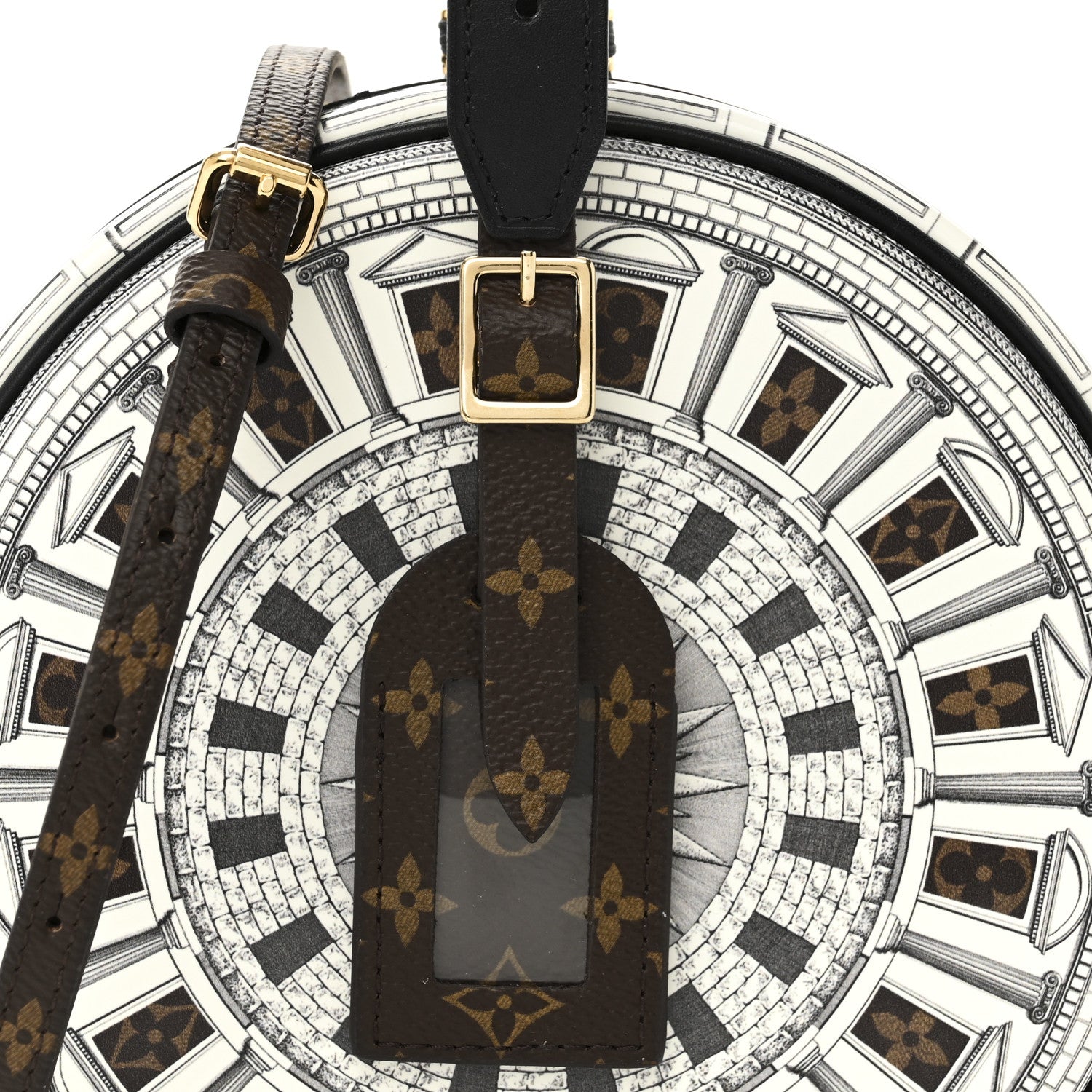 Louis Vuitton X FORNASETTI Calfskin Architettura Petite Boite Chapeau White Black 7 of 9