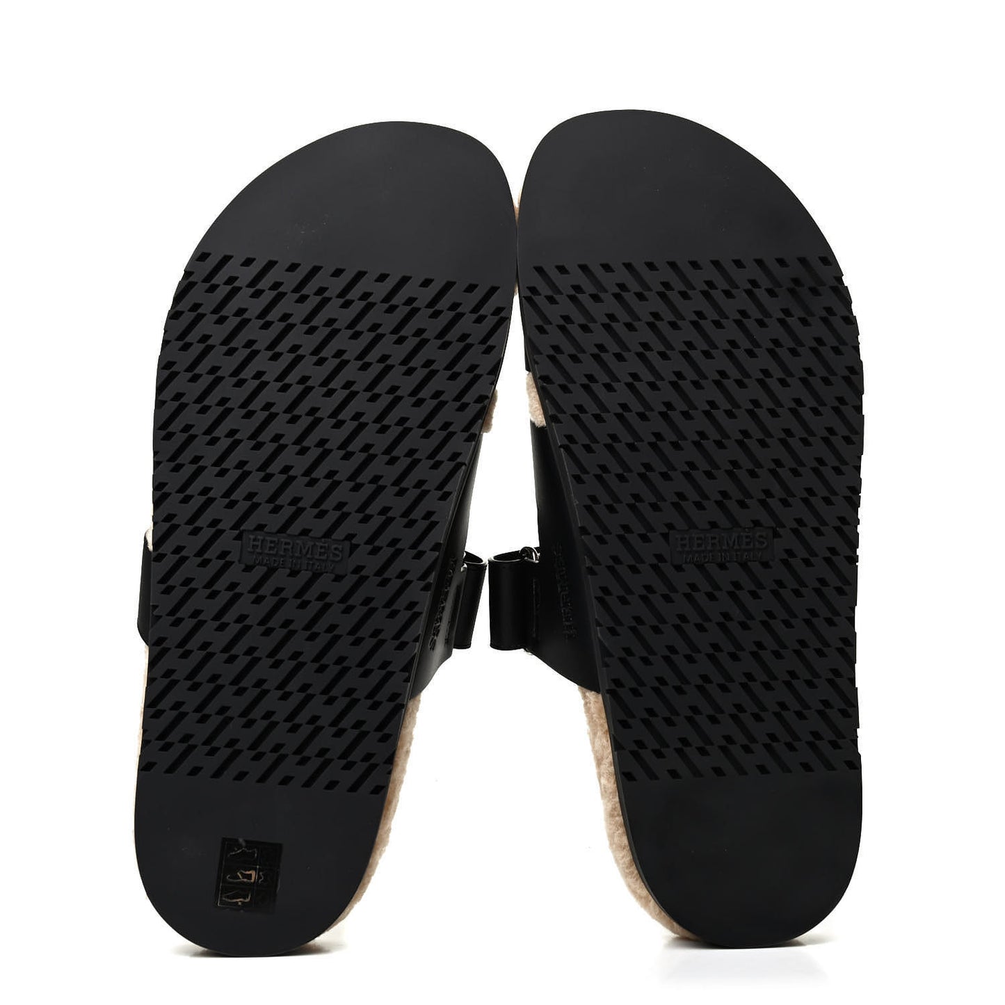 Veau Indios Woolskin Mens Chypre Sandals 43 Black Ecru