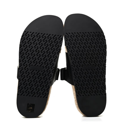 Hermes Veau Indios Woolskin Mens Chypre Sandals 43 Black Ecru 4 of 4