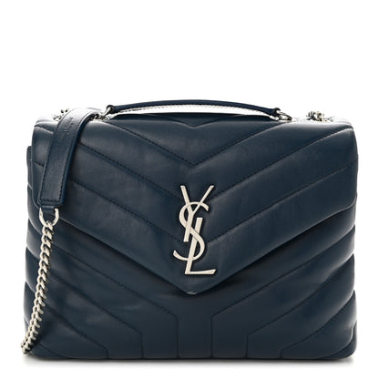 Saint Laurent Calfskin Y Quilted Monogram Small Loulou Chain Satchel Denim Blue 1 of 11