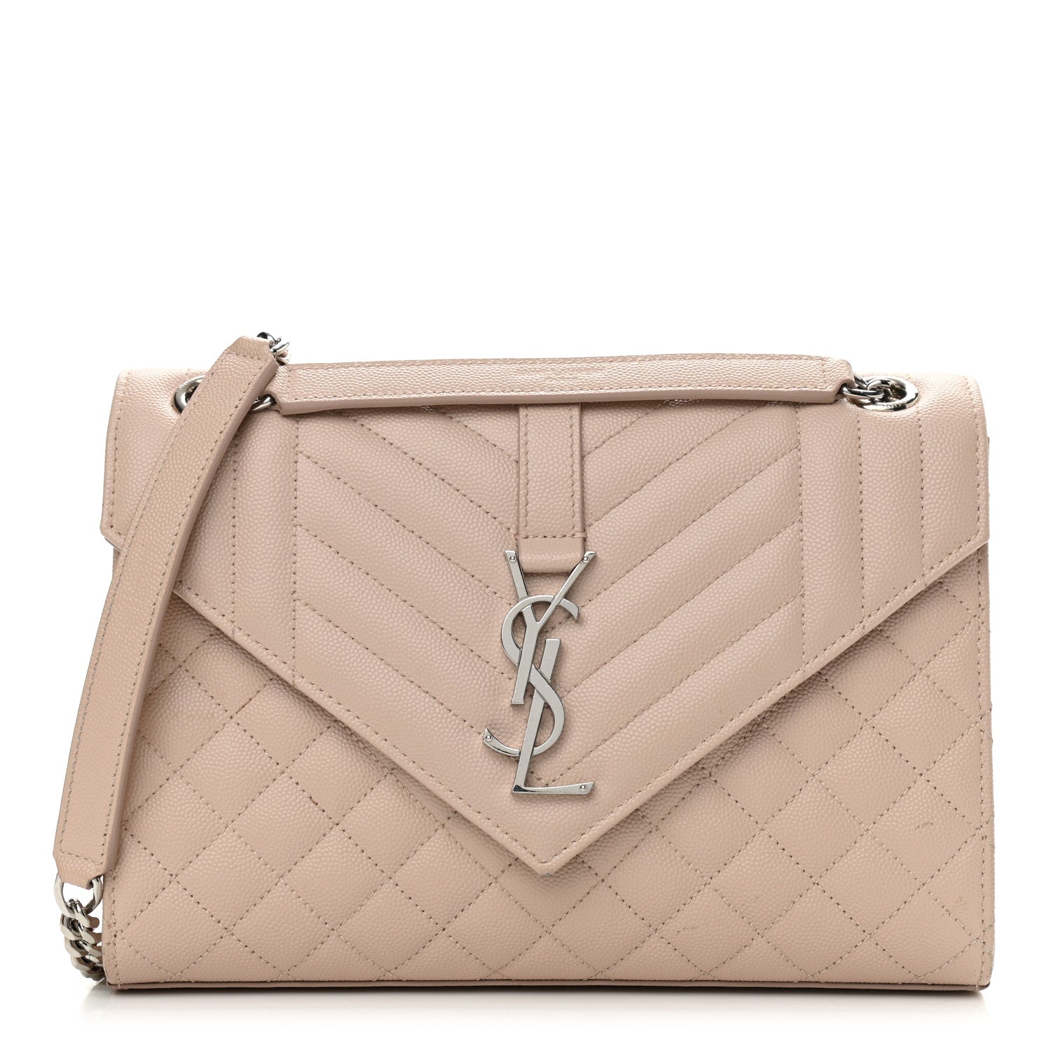 Saint Laurent Grain De Poudre Textured Mixed Matelasse Medium Triquilt Monogram Satchel Marble Pink 1 of 15