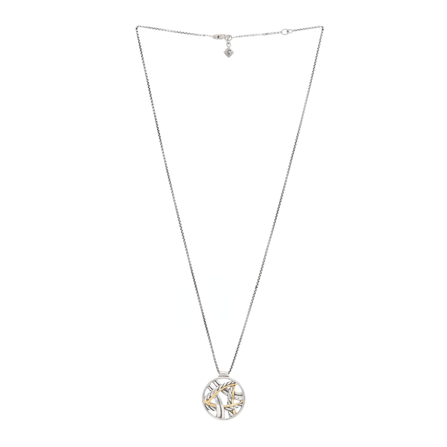 David Yurman Sterling Silver 18K Yellow Gold Papyrus Pendant Necklace 3 of 5