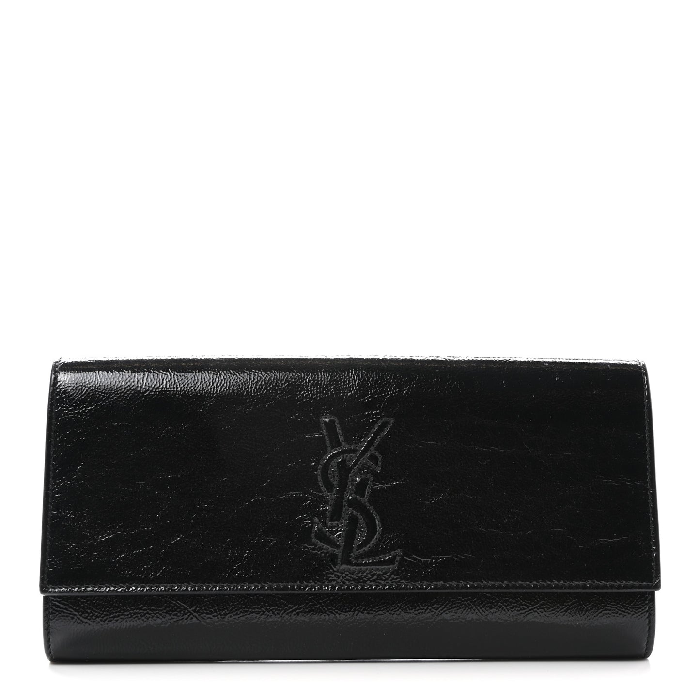 Textured Patent Monogram Small Belle De Jour Clutch Black