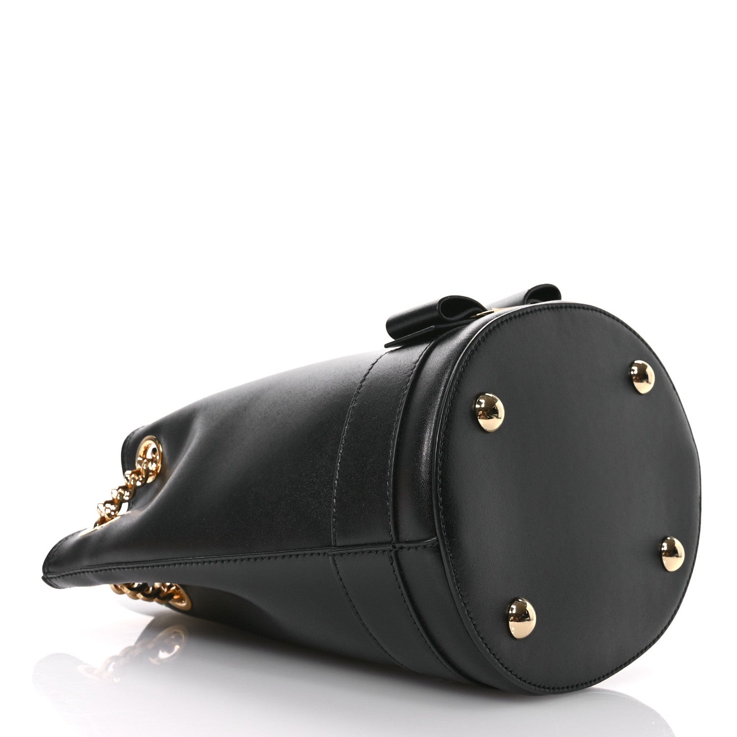 Salvatore Ferragamo Calfskin Vara Bow Bucket Bag Black 4 of 10