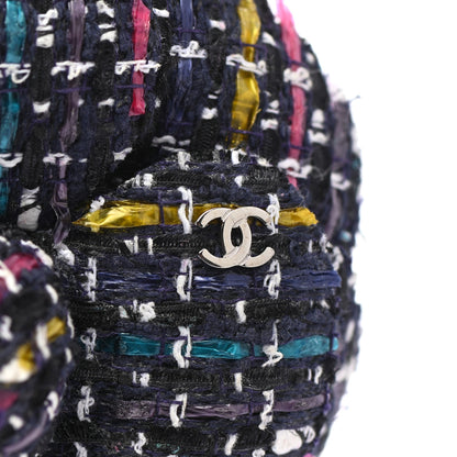 Chanel Tweed Camellia Pin Brooch Navy Multicolor 4 of 4