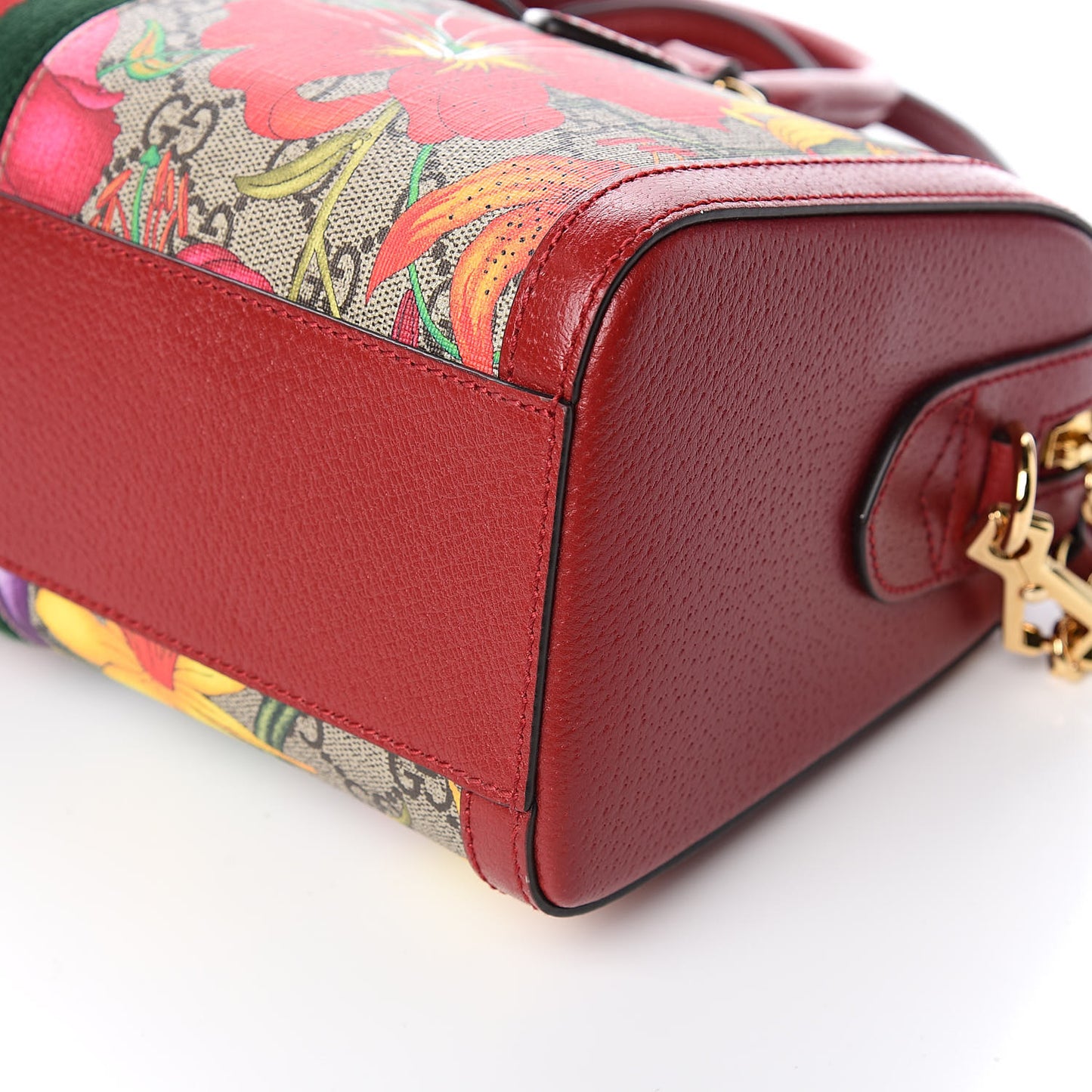 GG Supreme Monogram Flora Web Medium Ophidia Boston Red