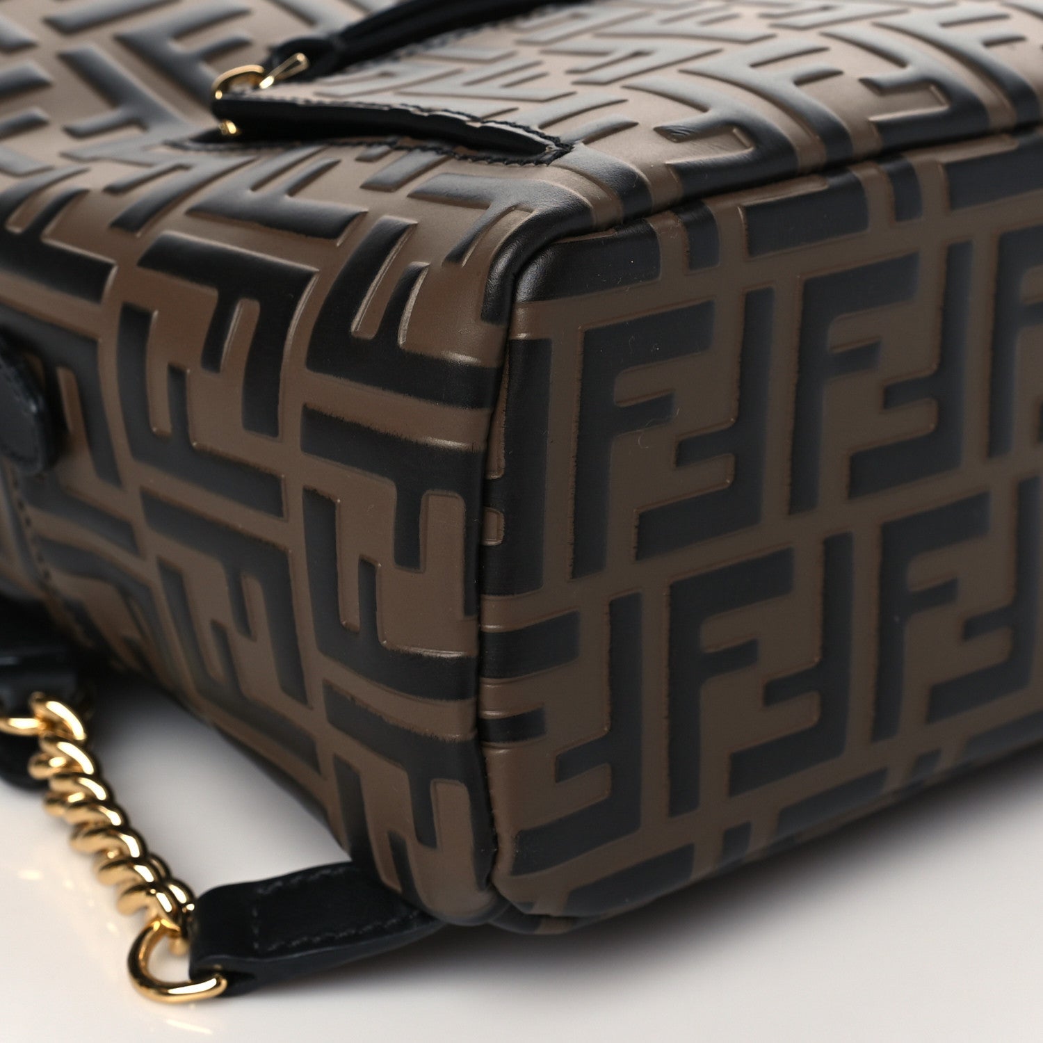 Fendi Vitello Bi-Color FF 1974 Embossed Mini Backpack Maya Black 9 of 10