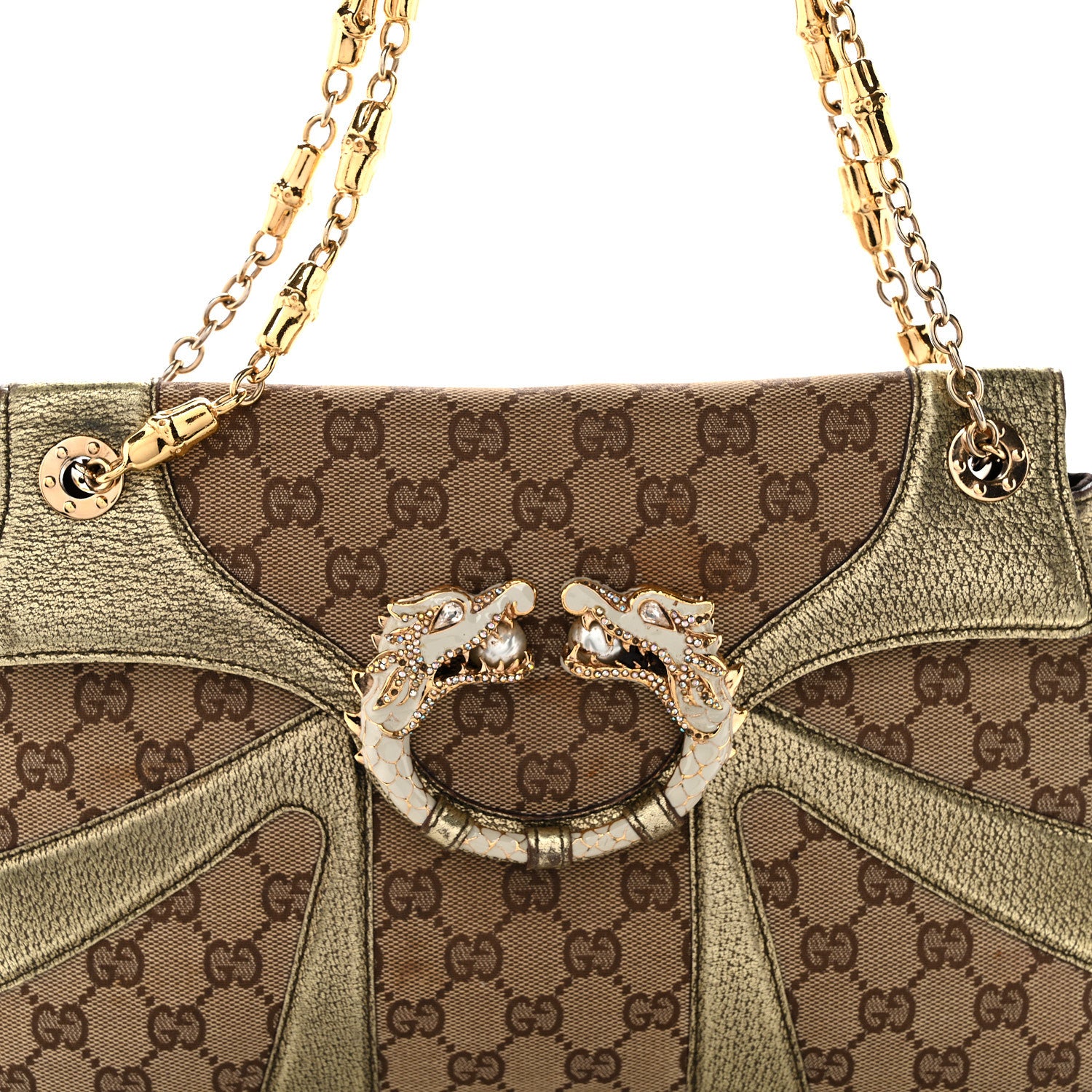 Gucci Monogram Tom Ford Jeweled Dragon Bag Gold 1881199 – FASHIONPHILE