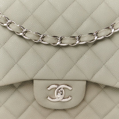 Chanel Caviar Quilted Jumbo Double Flap Grey 9 of 11