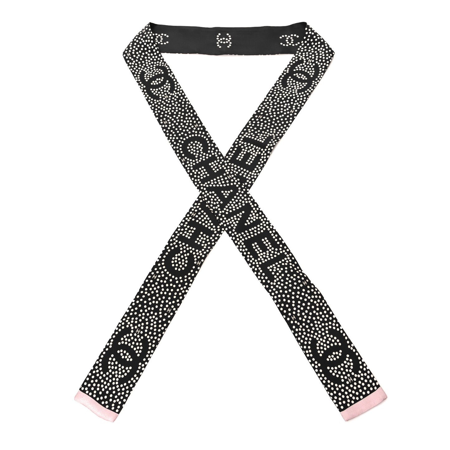 Silk CC Slim Bandeau Scarf Black Light Pink