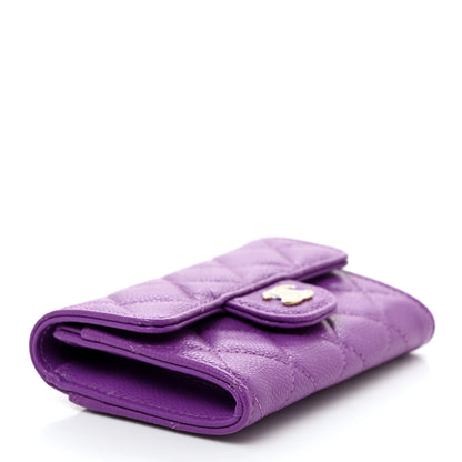 Chanel Caviar Quilted Flap Card Holder Wallet Purple 4 of 9