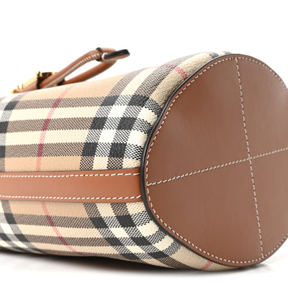 Burberry E-Canvas Vintage Check Mini Drawstring Bucket Bag Briar Brown 9 of 10