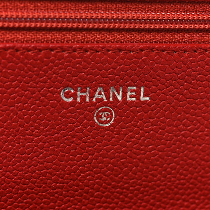 Chanel Caviar Quilted Boy Wallet On Chain WOC Red 6 of 14