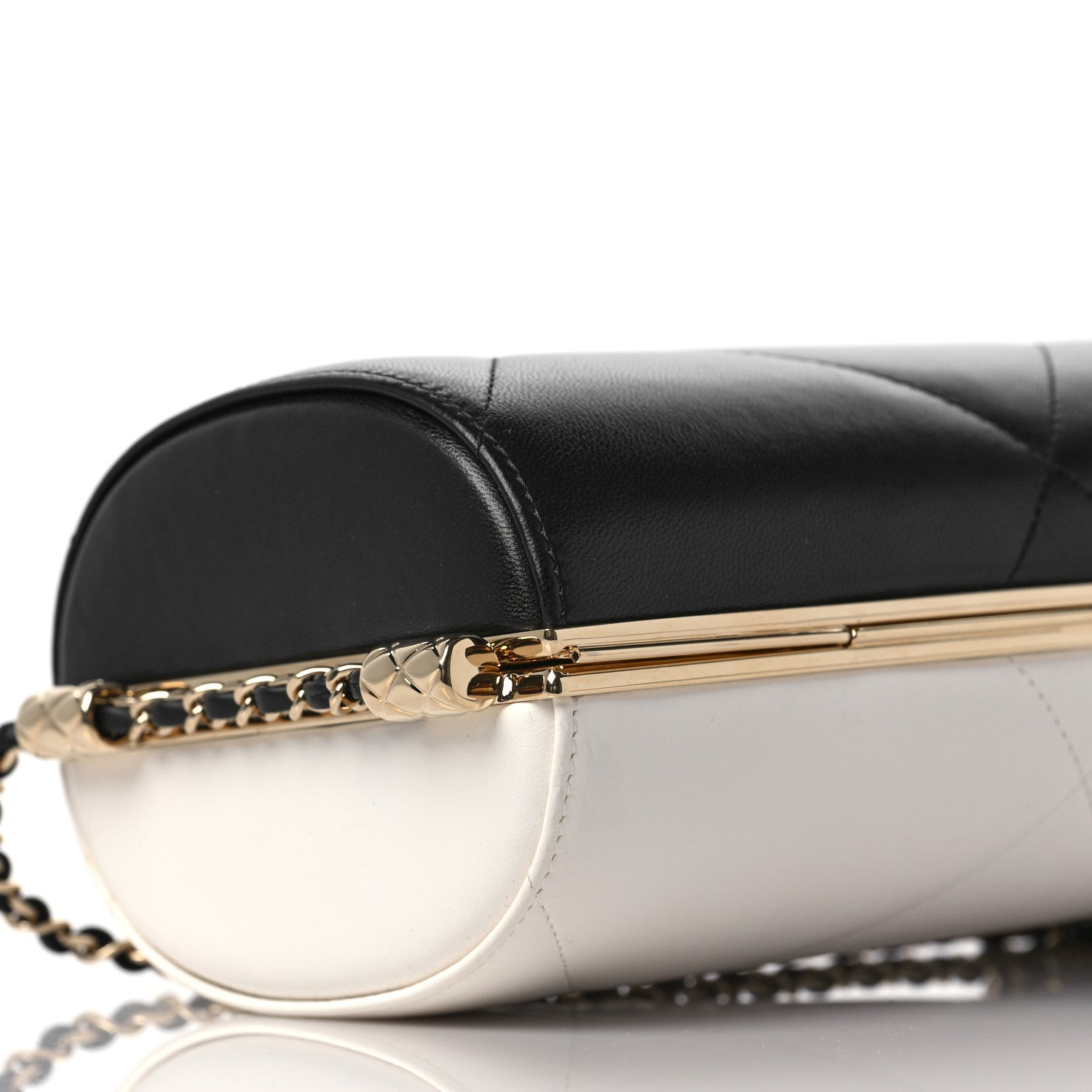 Chanel Lambskin Evening Clutch Black White 8 of 9