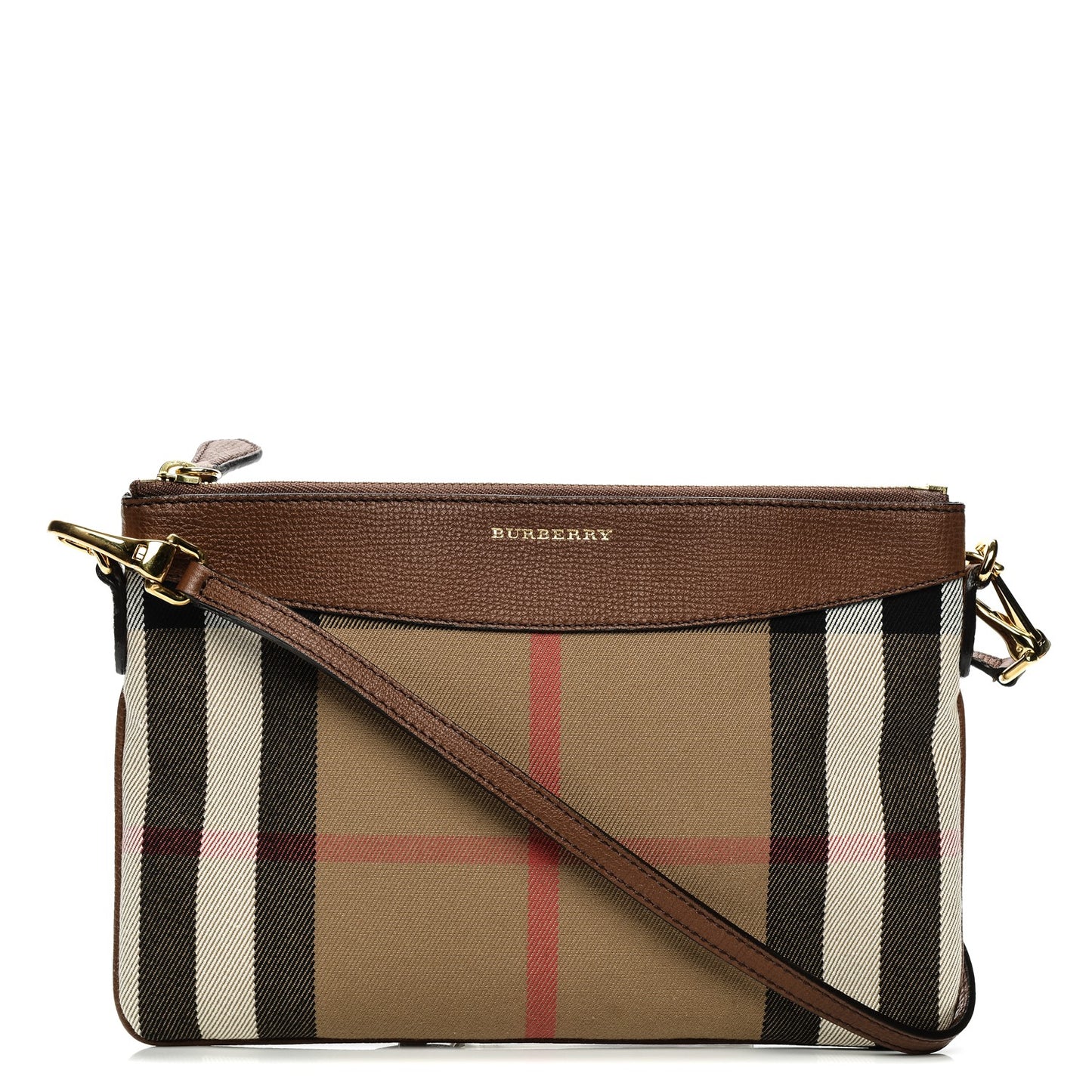 House Check Derby Peyton Crossbody Clutch Bag Tan