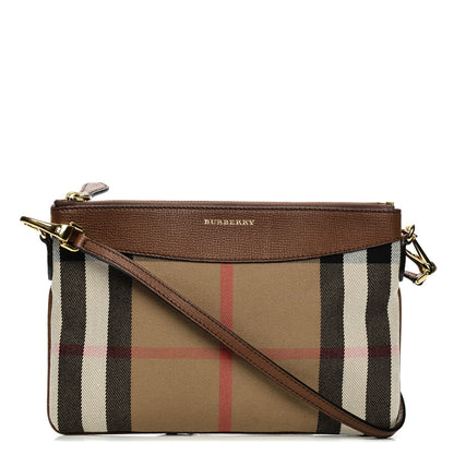 Burberry House Check Derby Peyton Crossbody Clutch Bag Tan 1 of 8