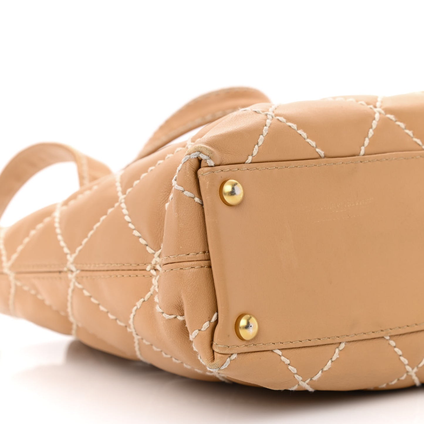 Calfskin Quilted Surpique Stitch Small Tote Beige