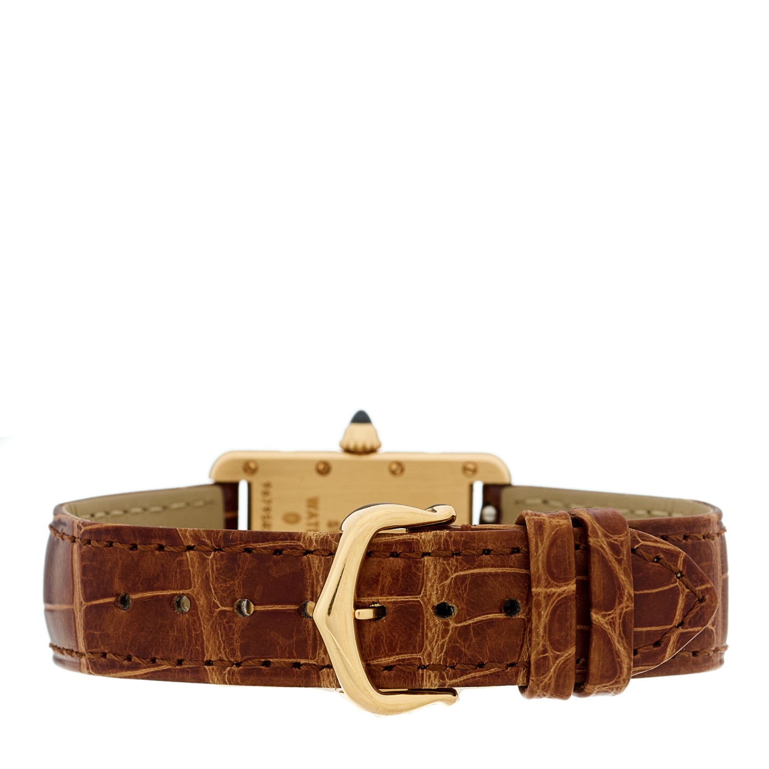 Cartier 18K Yellow Gold Alligator 22mm Tank Louis Quartz Watch Brown 3 of 4