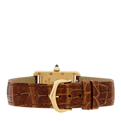 Cartier 18K Yellow Gold Alligator 22mm Tank Louis Quartz Watch Brown 3 of 4