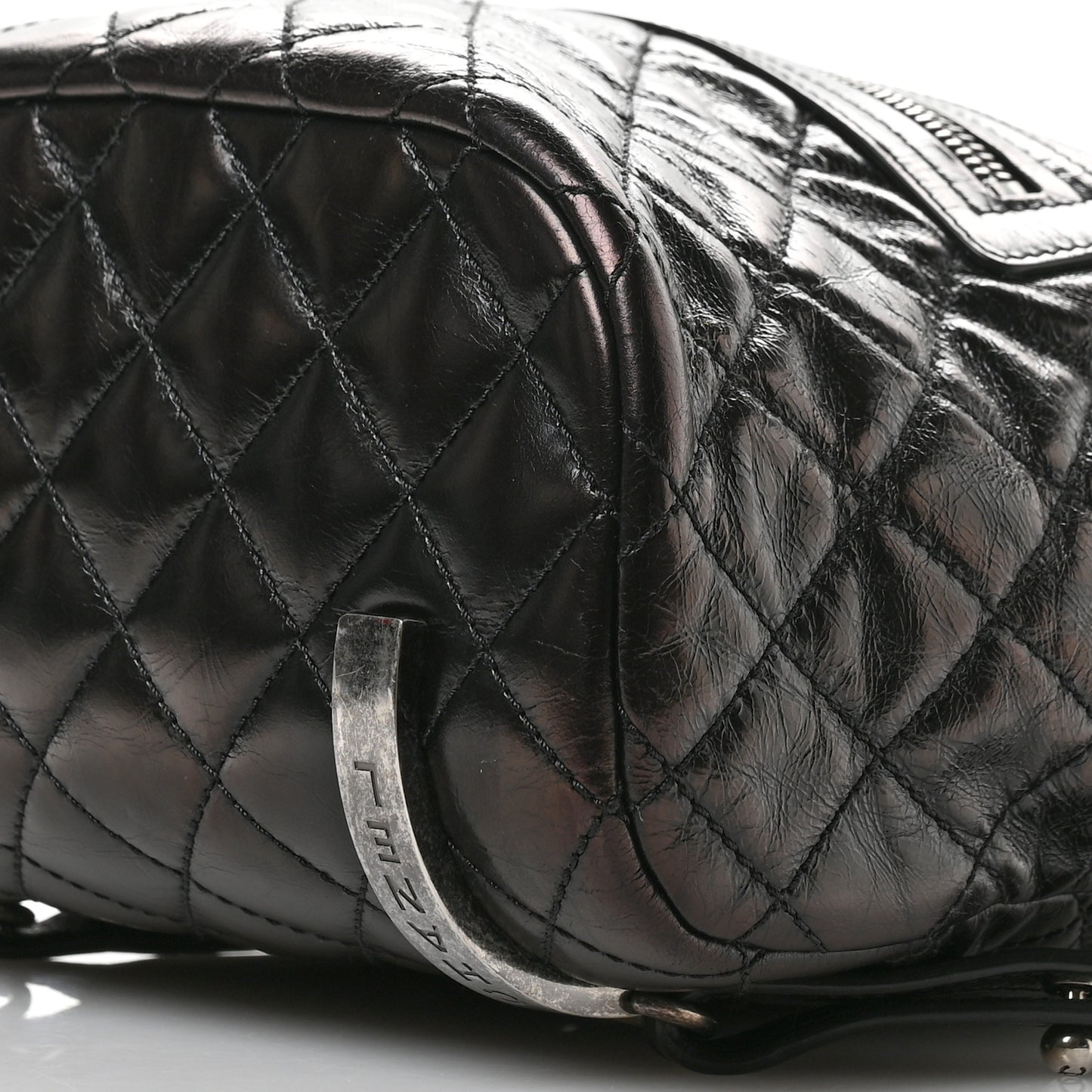 Glazed Calfskin Quilted Small Salzburg Mountain Backpack Black