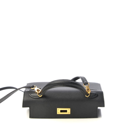 Hermes Chevre Chandra Mini Kelly Sellier 20 Black 8 of 27