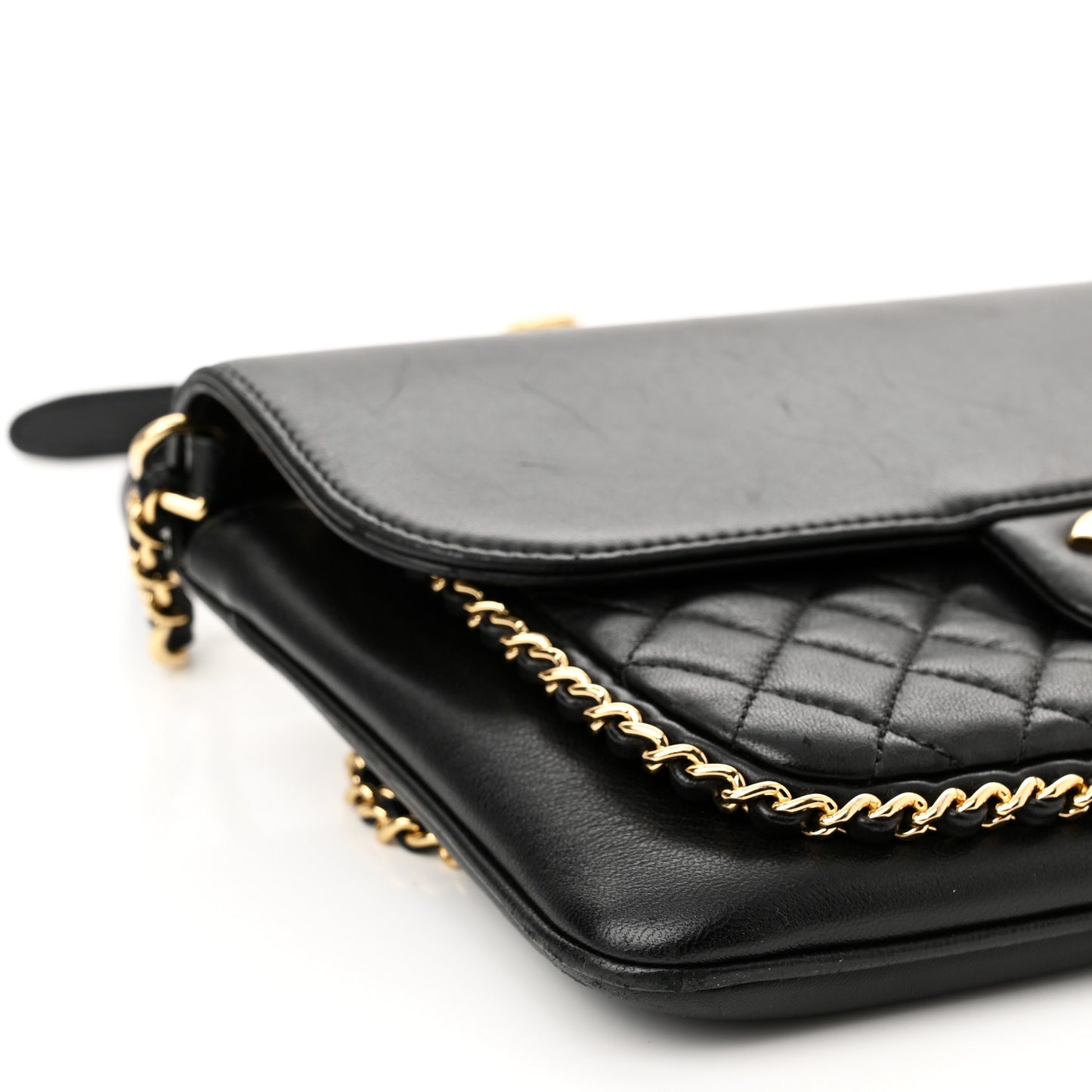 Lambskin Quilted Large CC Unchained Crossbody Black