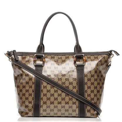 Gucci Crystal Monogram Bamboo Tote Dark Brown 1 of 6